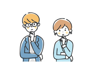 Fototapeta premium 悩んでいるビジネスパーソンのイラスト