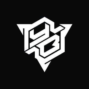 recommend clip art: YB Logo monogram hexagon shape with triangle outline gaming style design