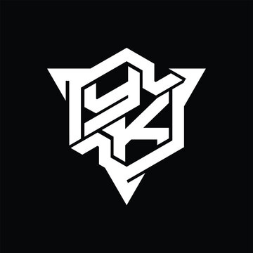 recommend clip art: YK Logo monogram hexagon shape with triangle outline gaming style design