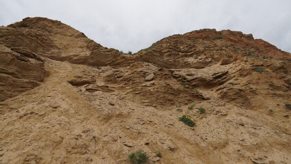 Arsuf cliff, a kurkar sandstone cliff nature reserve, high above the Mediterranean sea coastline between Herzliya and Netanya towns, Israel.