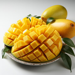 Mangoes (Mangifera) Plant genus of the sumac family (Anacardiaceae), ai generated
