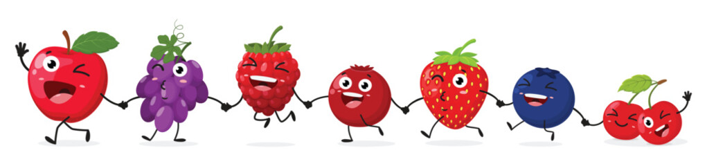 Cartoon Funny Berry Fruits Food Characters