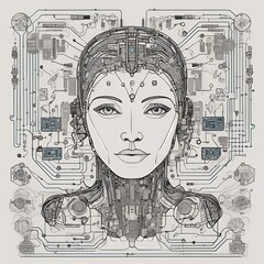  Human Values Intertwined with Technology on Circuit Board - Thought-provoking representation.