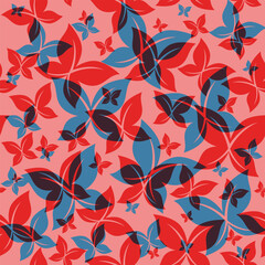Butterfly Seamless Pattern with Risograph Style Trends for Printing Needs, Wallpaper Background