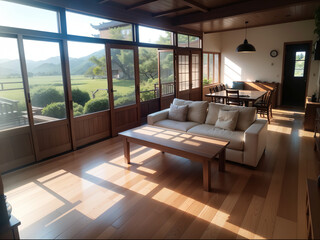 木漏れ日のリビングルーム