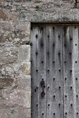 Close-up of the wood surface of an old wooden door in Monymusk - Aberdeenshire - Scotland - UK