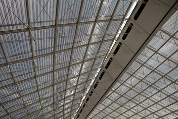 Obraz premium Detailed view of the ceiling of the Terminal 2F at Airport Roissy Charles de Gaulle - Paris - France