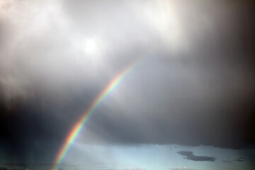 Partial rainbow on a cloudy sky - Aberdeen - Scotland - UK