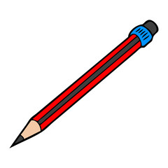 pencil vector illustration, isolated on white background.top view