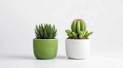 Small plant in pot succulents or cactus isolated on white background by front view generative ai