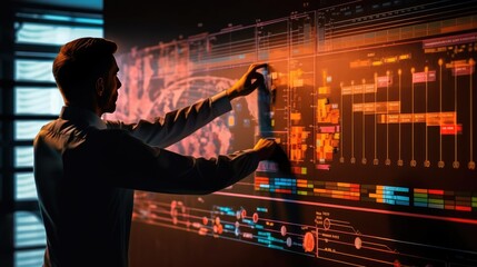 Person analyzing financial data