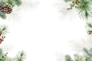 Christmas Pine Branch Watercolor Border