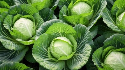 Background cabbage in the garden. Ripe harvest. Thanksgiving Day created with Generative AI technology