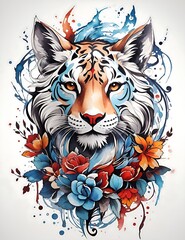 animal tattoo design, traditional tattoo style,  T-shirt design, vector art, fantasy art, watercolor effect, digital painting, clean white background, 8K