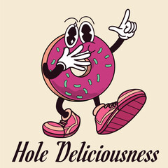 Donuts Character Design With Slogan Hole Deliciousness