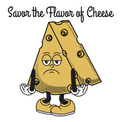 Cheese Character Design With Slogan Savor the Flavor of Cheese