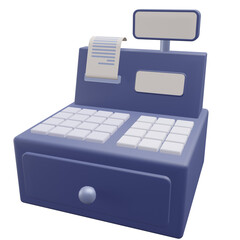 cash machine, grocery 3d icon illustration with transparent background