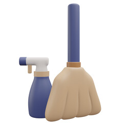 cleaning tools, grocery 3d icon illustration with transparent background