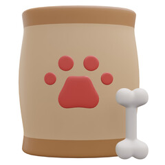 pet food, grocery 3d icon illustration with transparent background