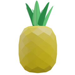 pineapple, grocery 3d icon illustration with transparent background