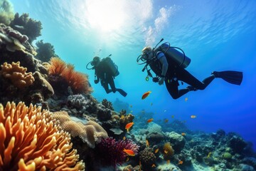 Fototapeta na wymiar Diving travel background