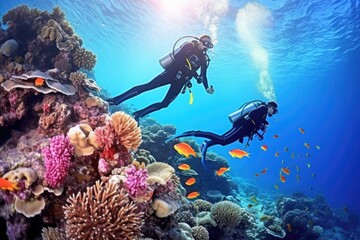 Naklejka na ściany i meble Diving travel background