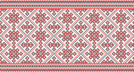 Seamless pattern of Ukrainian ornament in ethnic style, identity, vyshyvanka, embroidery for print clothes, websites, banners