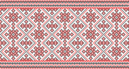 Seamless pattern of Ukrainian ornament in ethnic style, identity, vyshyvanka, embroidery for print clothes, websites, banners