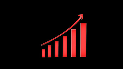 Neon growing graph. business graph. Arrow graph going up. Futuristic raise arrow chart digital transformation abstract technology background.