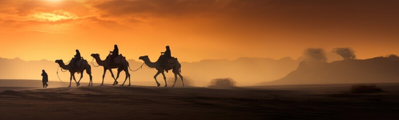 Fototapeta na wymiar Camel desert banner 