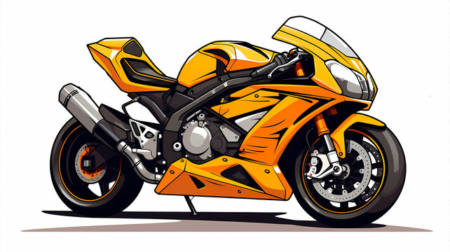 hand drawn cartoon beautiful motorcycle illustration
