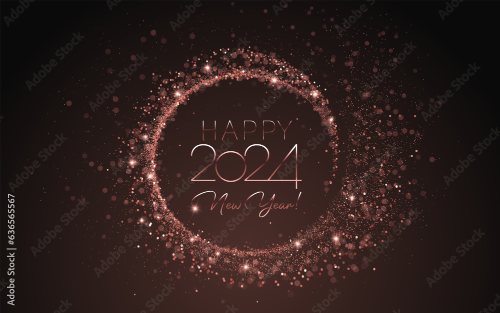 Aufkleber 2024 New Year Abstract shiny color gold wave design element