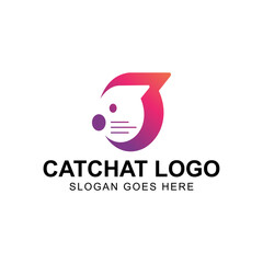 Cat chat logo design vector illustration