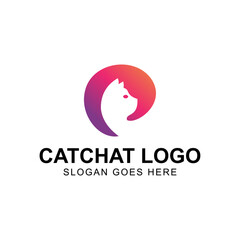 Cat chat logo design vector illustration