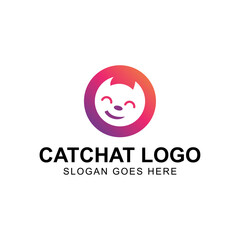 Cat chat logo design vector illustration set