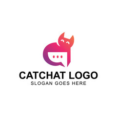 Cat chat logo design vector illustration