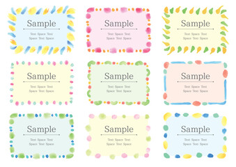 透明水彩の手描きのカラフルな長方形フレームのセット