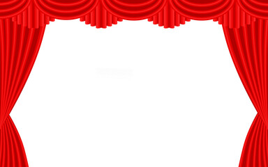red theater curtain with white background