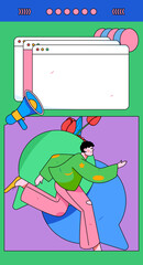 Obraz premium Vector internet operation illustration of people exercising and running healthy 