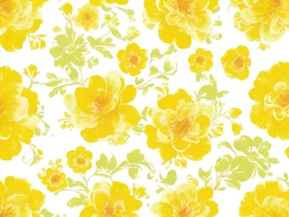 Tuinposter Big yellow floral pattern background © Md