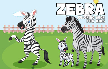 Fototapeta na wymiar zebra design coloring book for kids Cover 