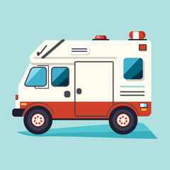 Ambulance car in flat style. Emergency ambulance vector illustration. Medical vehicle.