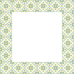 Vector illustration of Ukrainian ornament in ethnic style, identity, vyshyvanka, embroidery for print clothes, websites, banners. Background. Frame for text