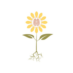 A smart flower as a logo. Illustration of a smart flower as a logo design on a white background - 636568574
