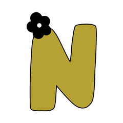 (N) cute flower alphabet
