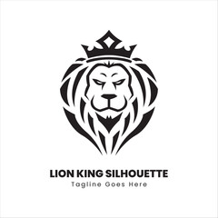 Obraz premium Lion king silhouette logo design vector illustration