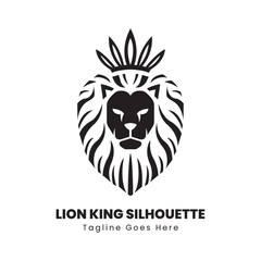 Lion king silhouette logo design vector illustration