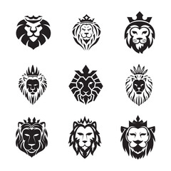 Lion king silhouette logo design vector illustration