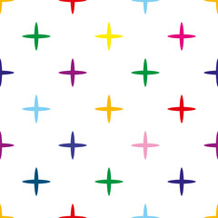Obraz premium Seamless pattern with colorful elegant crosses. Background with repeating ornament in the form of colored pluses for wallpaper, design, wrappers, textiles