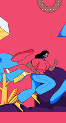 Vector internet operation illustration of people exercising and running healthy
